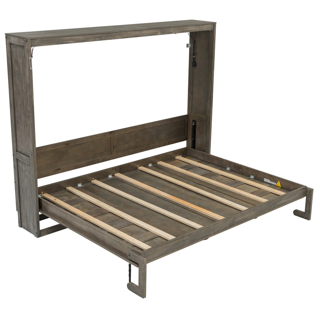 [variant:N8470004035D-1] Queen LED Murphy Bed Cabinet – Brown image 20