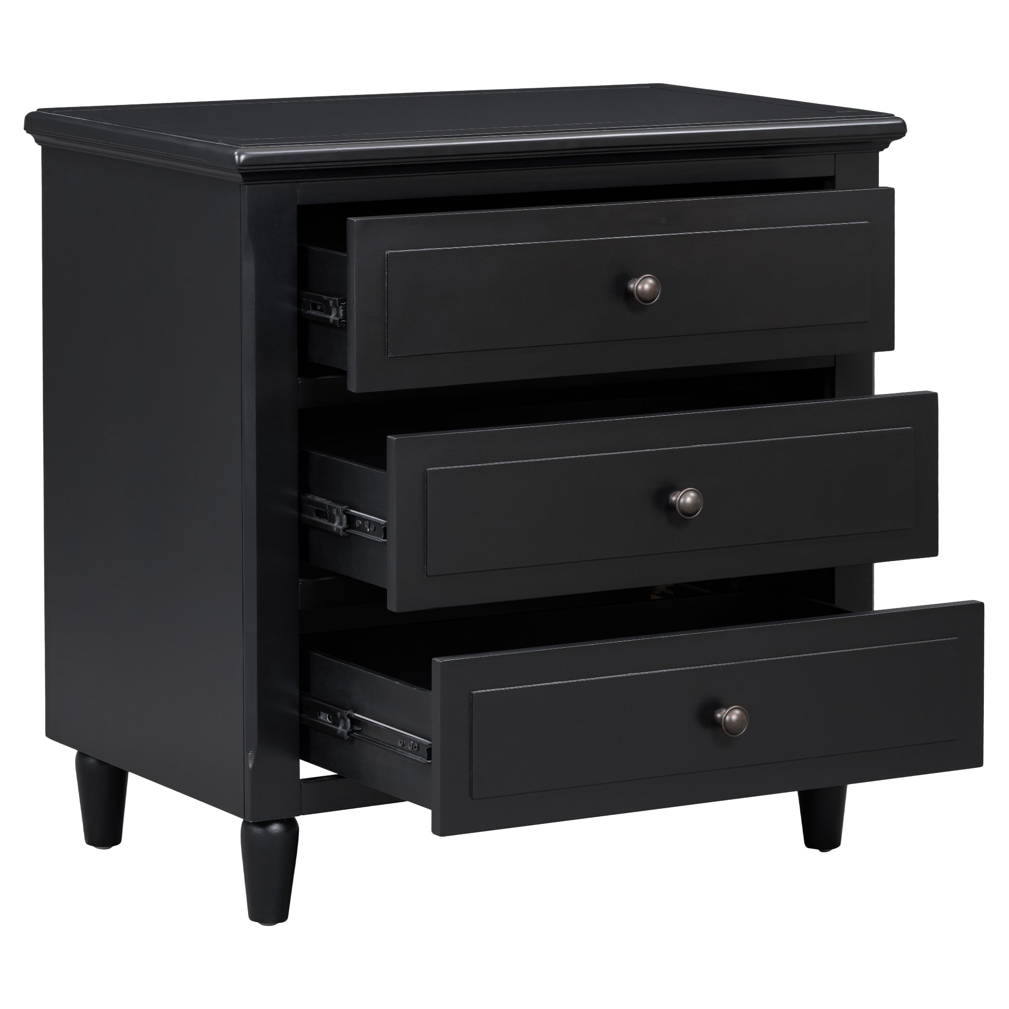 3-Drawer Painted Nightstand – 28-Inch — [variant:N889P444140B] Black image 7