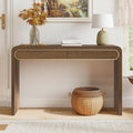 [variant:N876P351921D] Narrow Wood Console Table with 2 Drawers – Walnut image 1