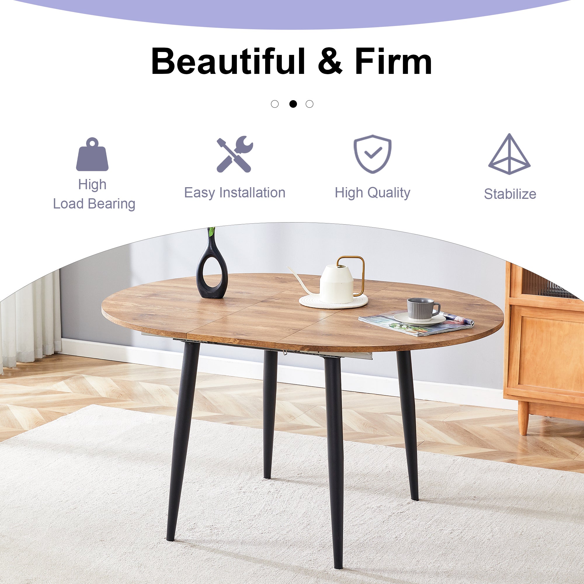 [variant:W3806S00005] Extendable Wood-Look Dining Table image 11
