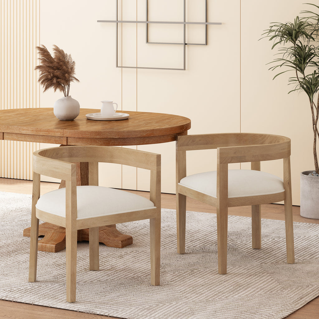 [variant:N872P268260A] Set of 2 Modern Beige Upholstered Dining Armchairs image 9