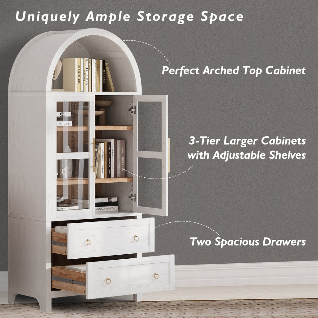 [variant:N853P387781W] Arched Glass-Door Pantry Cabinet – 71-Inch image 24