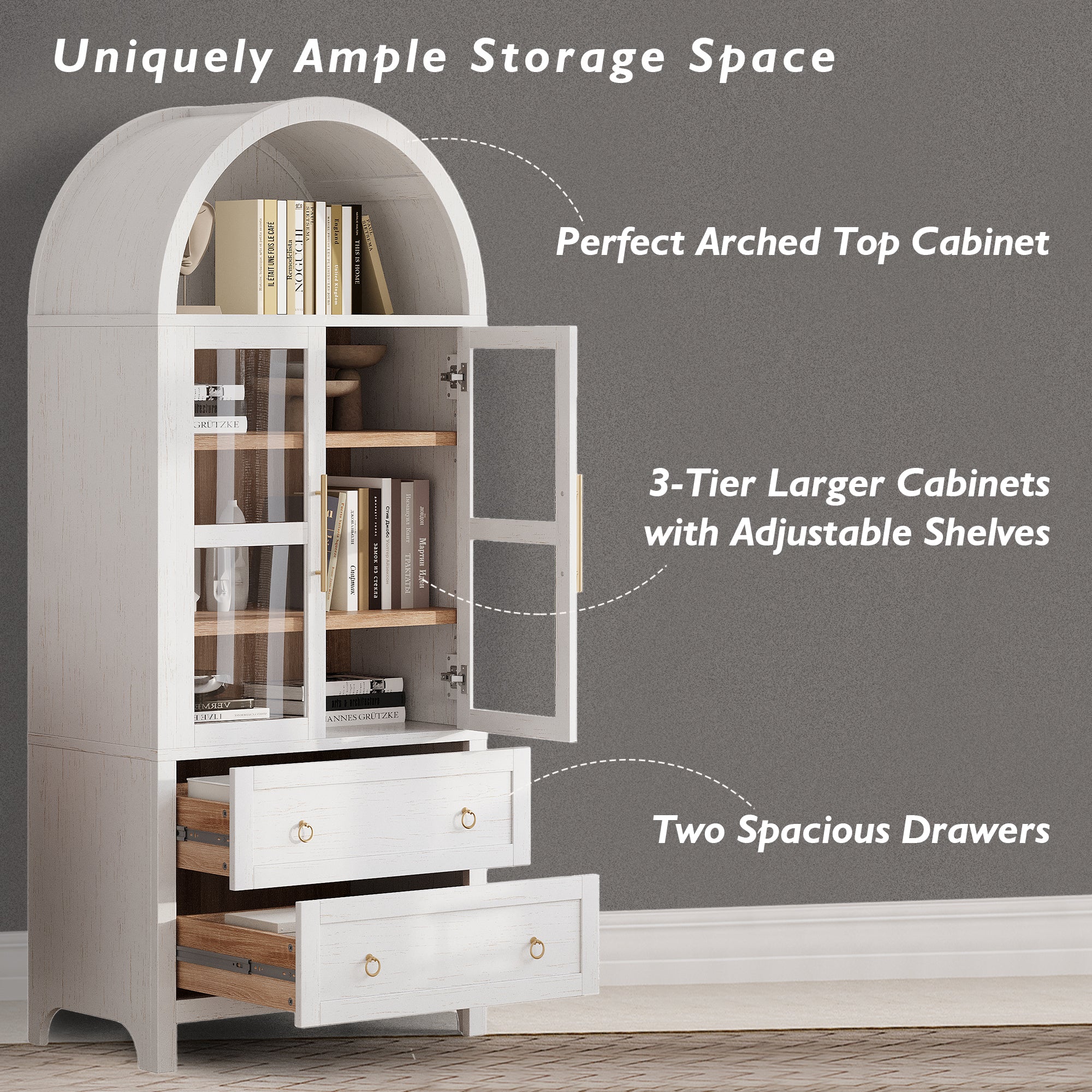 [variant:N853P387781W] Arched Glass-Door Pantry Cabinet – 71-Inch image 24