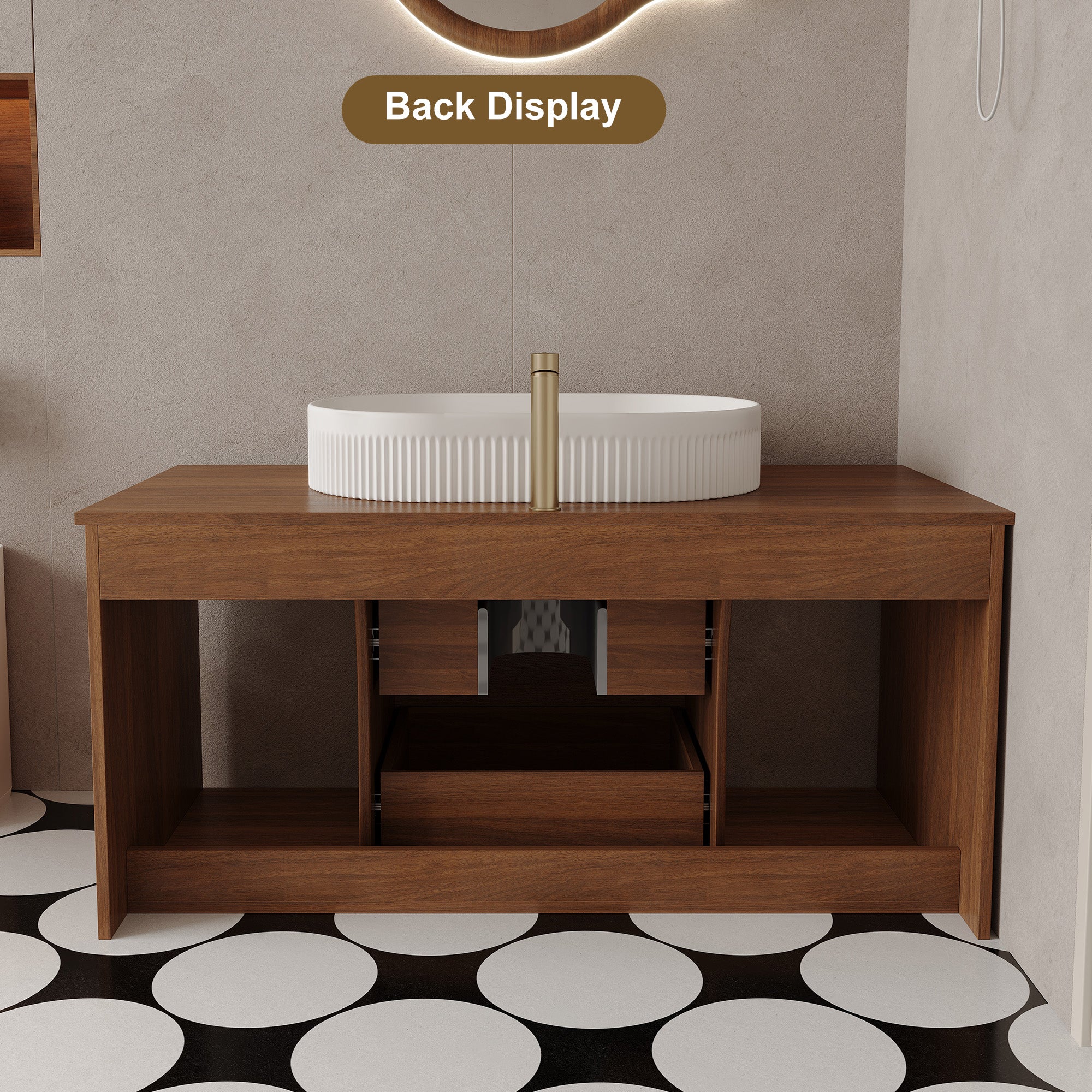 [variant:W5307S00007] Wall-Mounted Bathroom Vanity with Oval Ceramic Sink – 39.4-Inch image 8