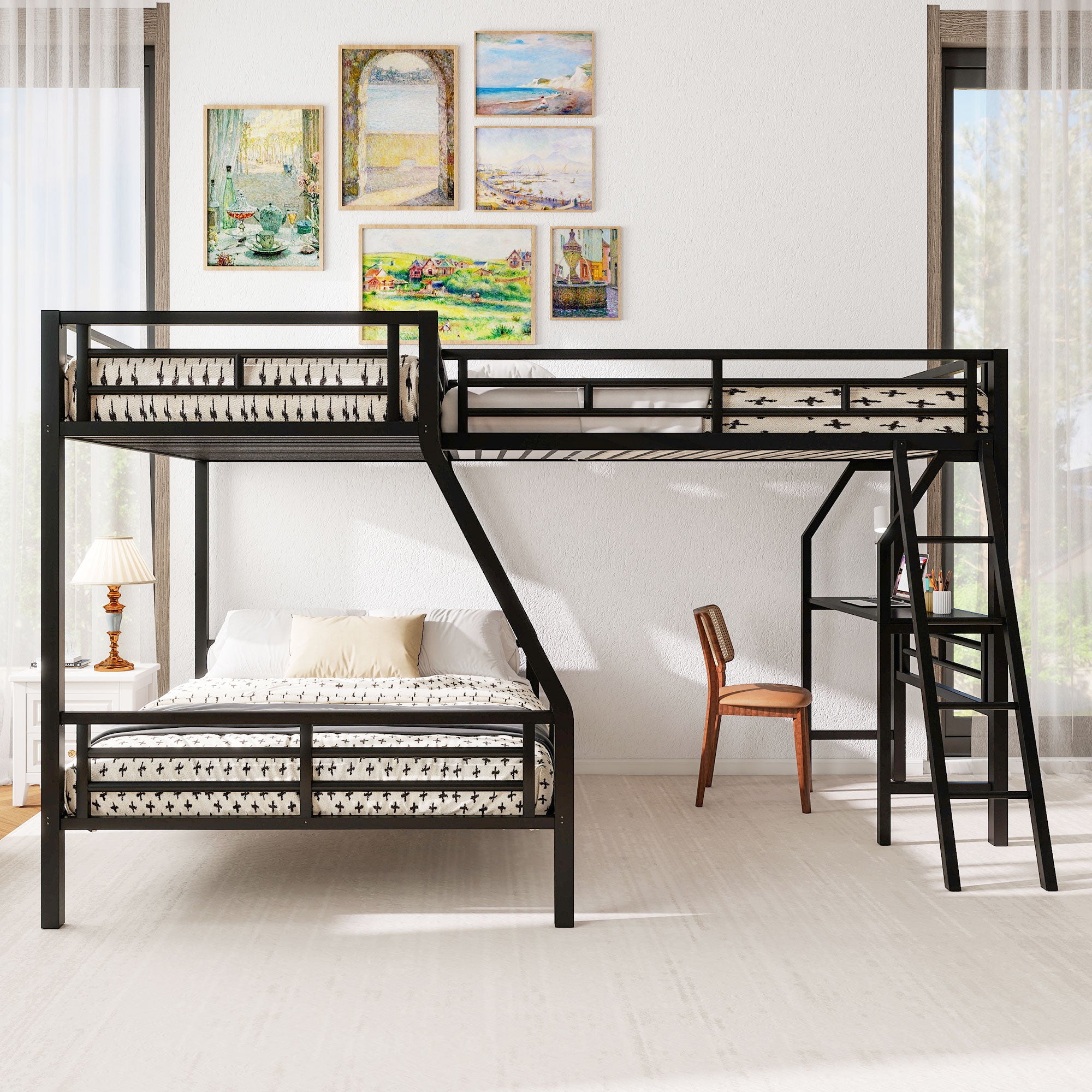 [variant:N8470000606B] Twin-over-Full Bunk and Twin Loft Bed with Desk image 3