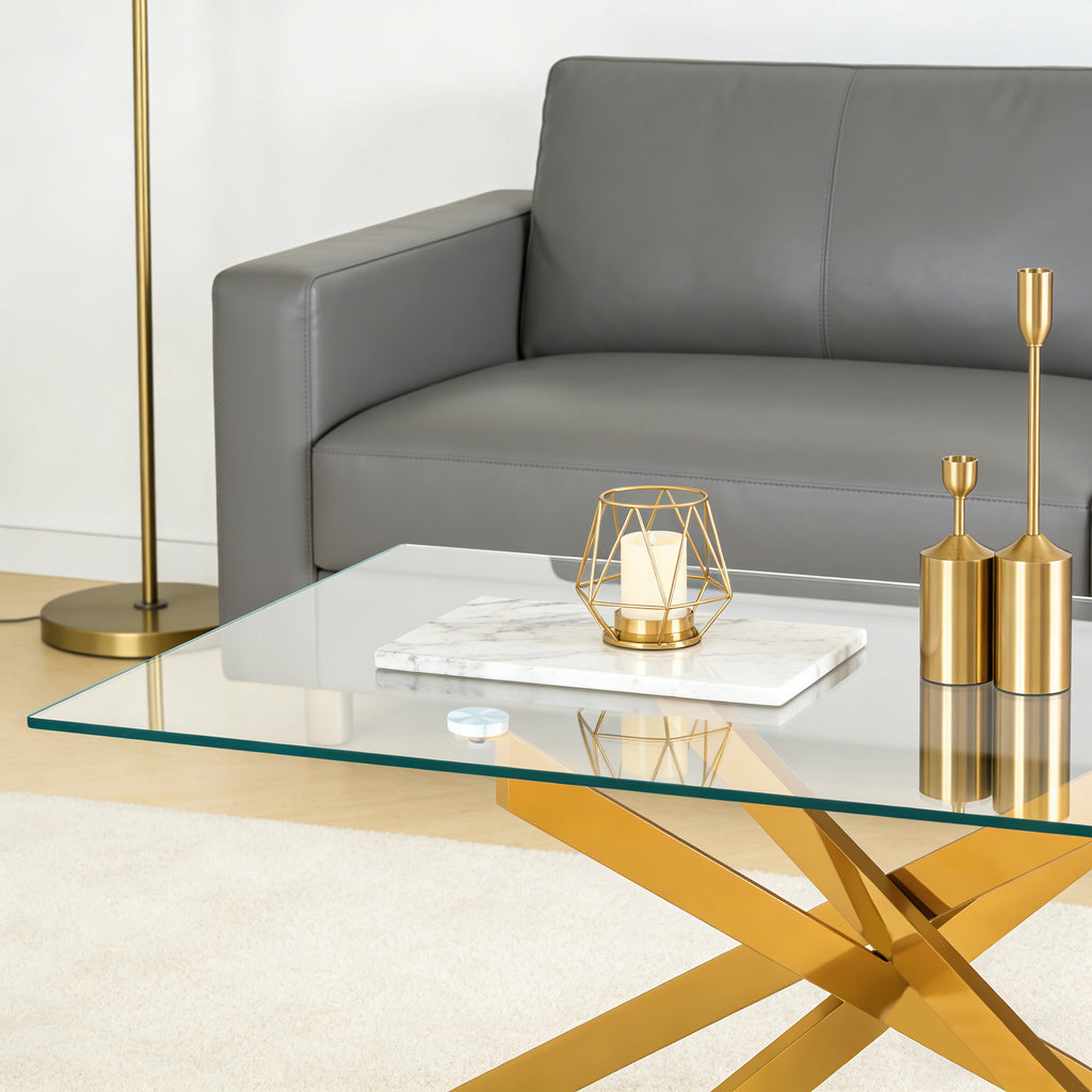 [variant:W3856P411924] 39-Inch Rectangular Glass Coffee Table with Gold Legs image 15