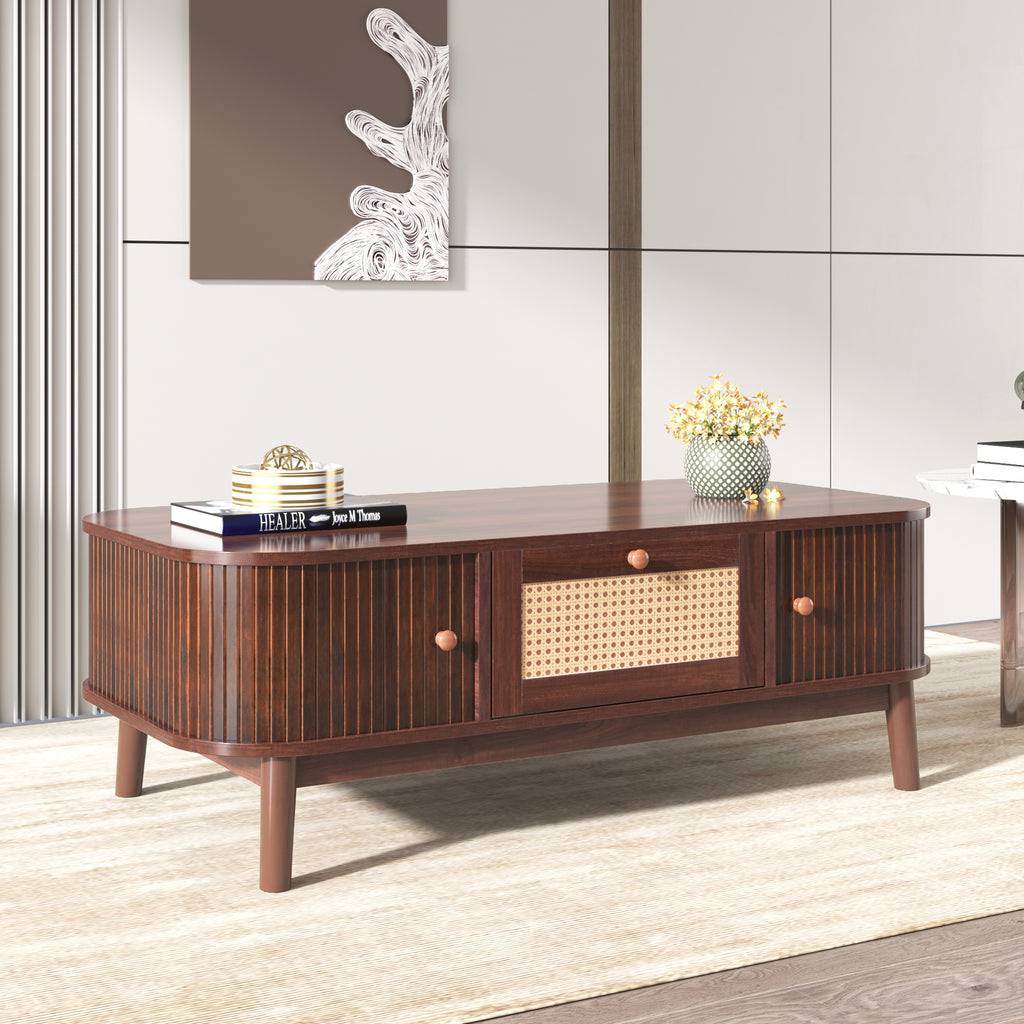 [variant:N875P360725N] Natural Rattan Coffee Table with Sliding Doors image 8