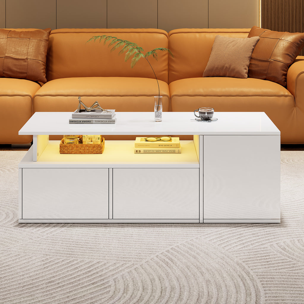 [variant:N892P428788W] High-Gloss LED Coffee Table with Open Storage image 54