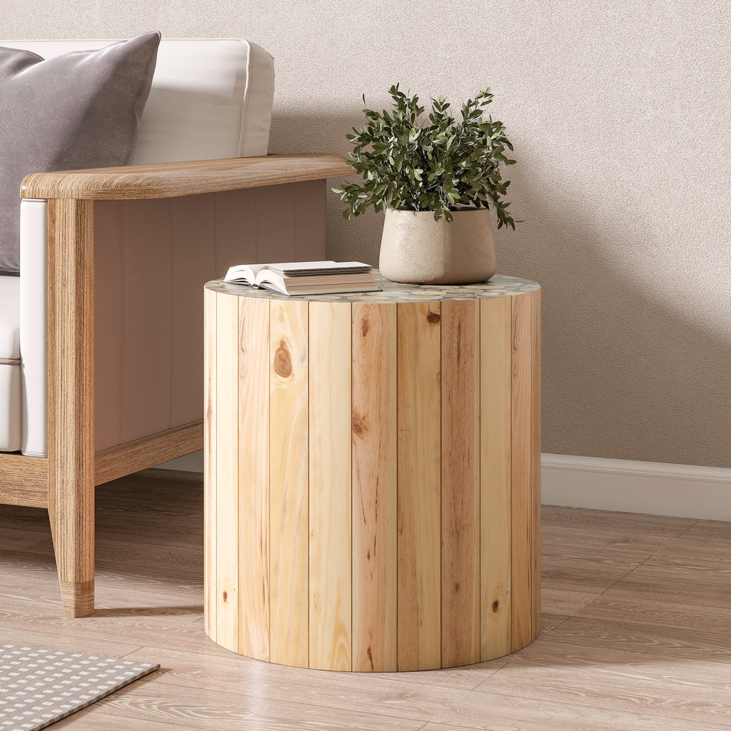 [variant:N876P386380B] Round Beige-Brown End Table image 7