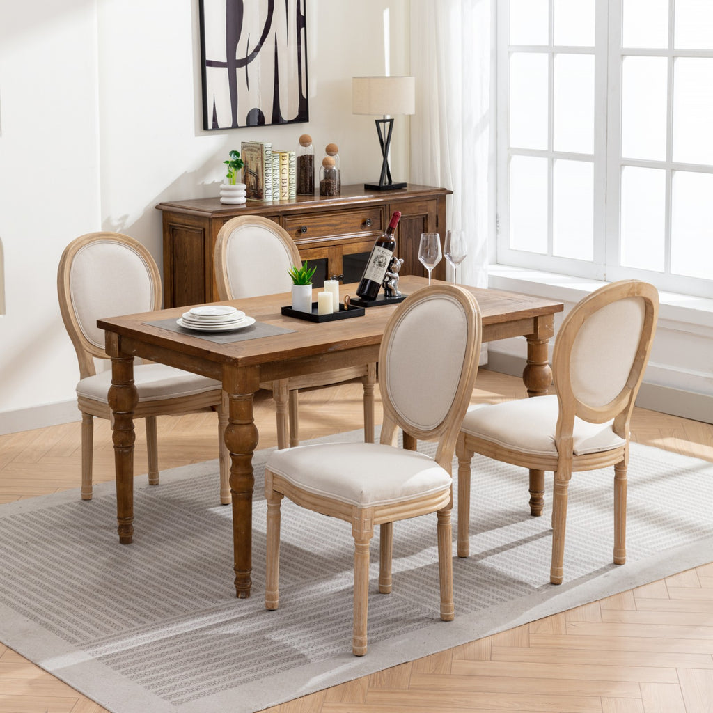[variant:W5755P474629] Set of 2 French-Style Solid Wood Dining Chairs – Beige image 15