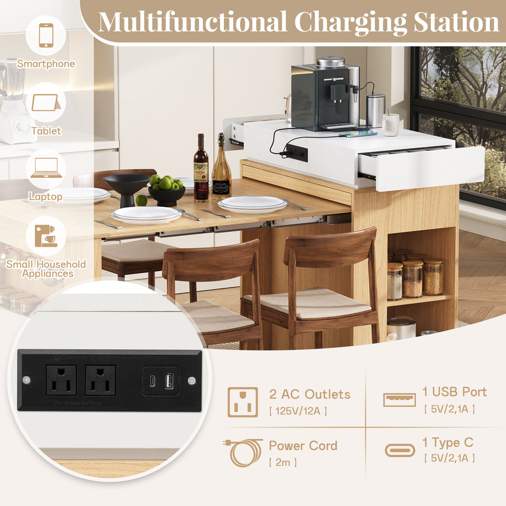 [variant:XW000028AAN-CA] Rolling Kitchen Island with Extendable Table image 26
