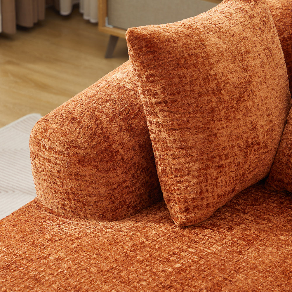 Oversized Corduroy Chaise Lounge with Throw Pillows — [variant:W5031P391329] Orange image 9