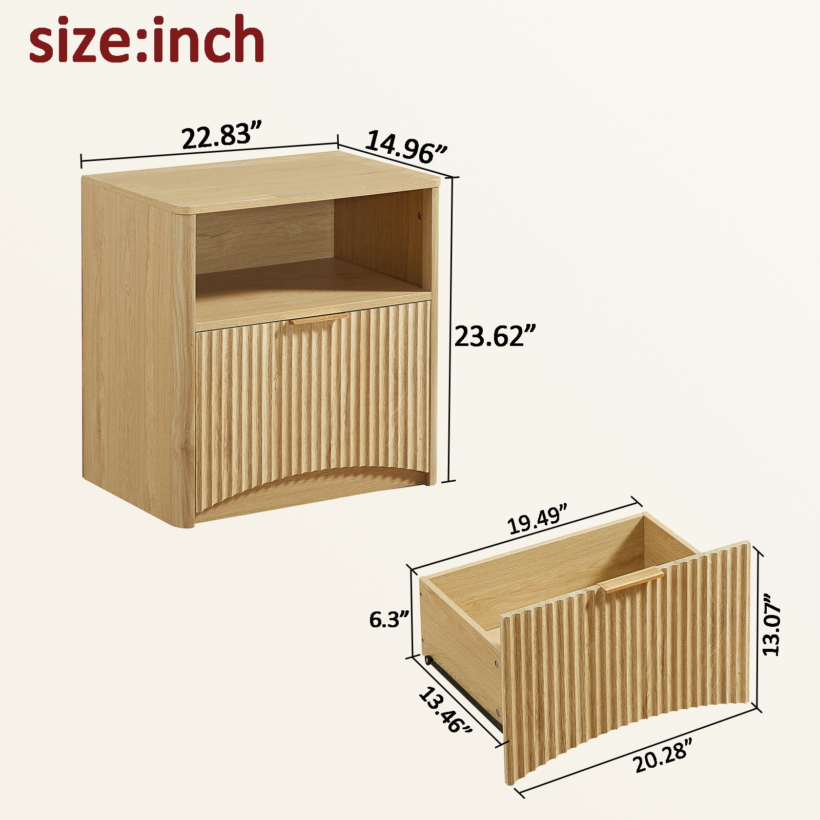 [variant:W5078P443398] Set of 2 Fluted Nightstands with Gold Handles image 5