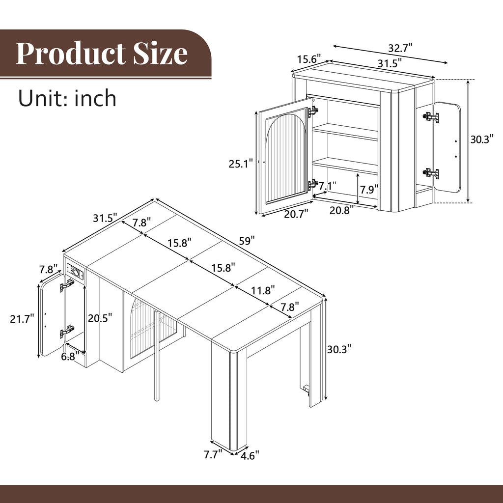 [variant:XW000024AAB-CA] Rolling Kitchen Island with Extendable Dining Table image 16