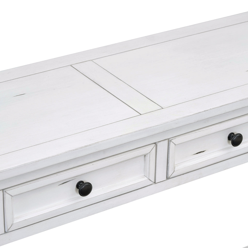 [variant:N852P245606K] Console Table with Drawers & Bottom Shelf – Antique White image 16
