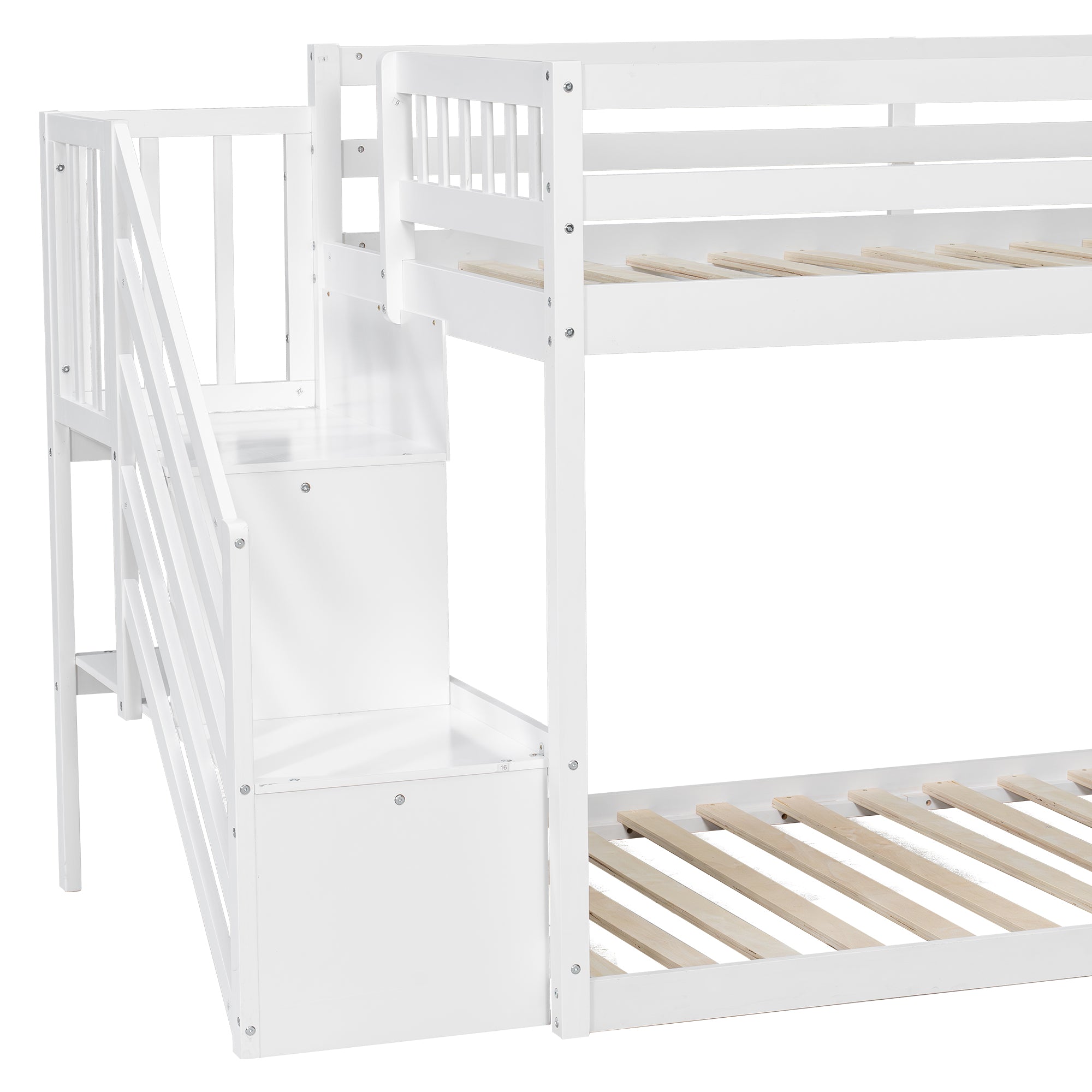 [variant:GX000106AAK] Twin-over-Twin Low-Profile Bunk Bed with Storage Ladder – White image 18