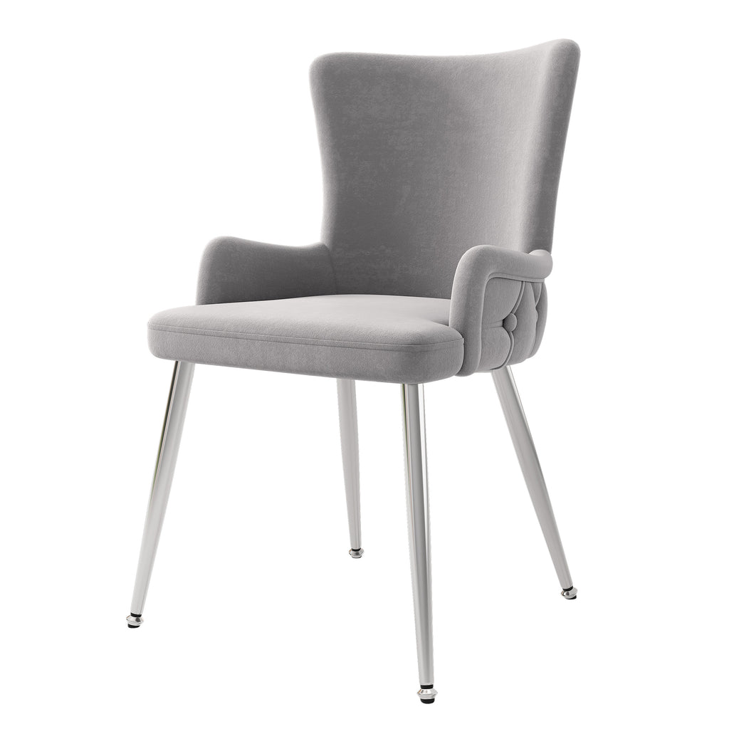 [variant:N859P375239G] Set of 2 Tufted Gray Velvet Dining Chairs image 10