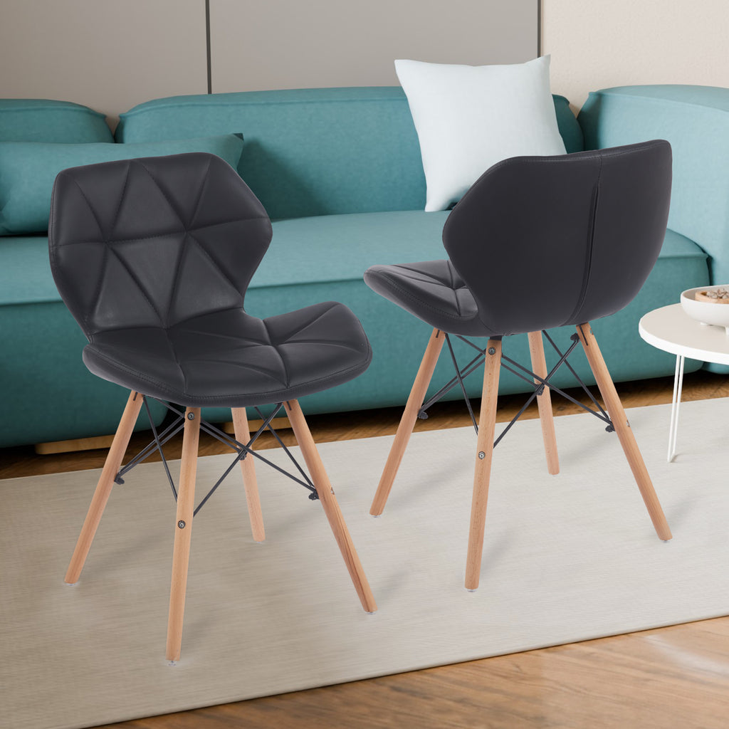 Set of 2 Modern PU Leather Dining Chairs — [variant:W3738P431268] Black image 3