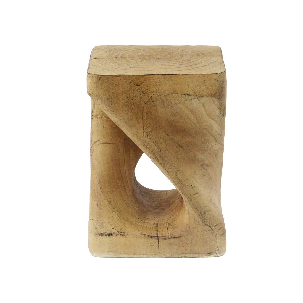 Twisted Wood-Look Indoor/Outdoor Side Table — [variant:N911P479287N] Natural image 9