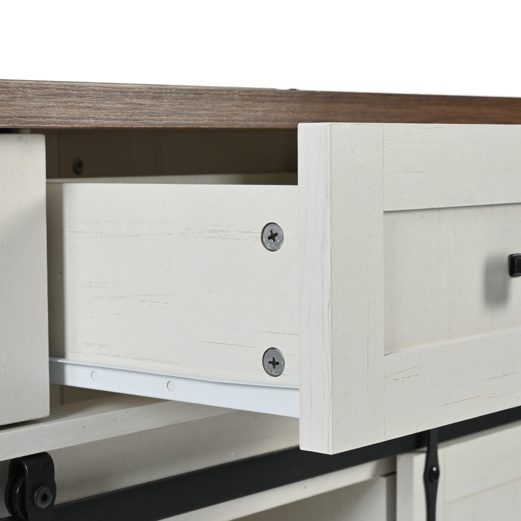 [variant:N853S379573W] Farmhouse Kitchen Island with Drop Leaf, Power Outlet and Sliding Barn Doors – 53.75-Inch image 9
