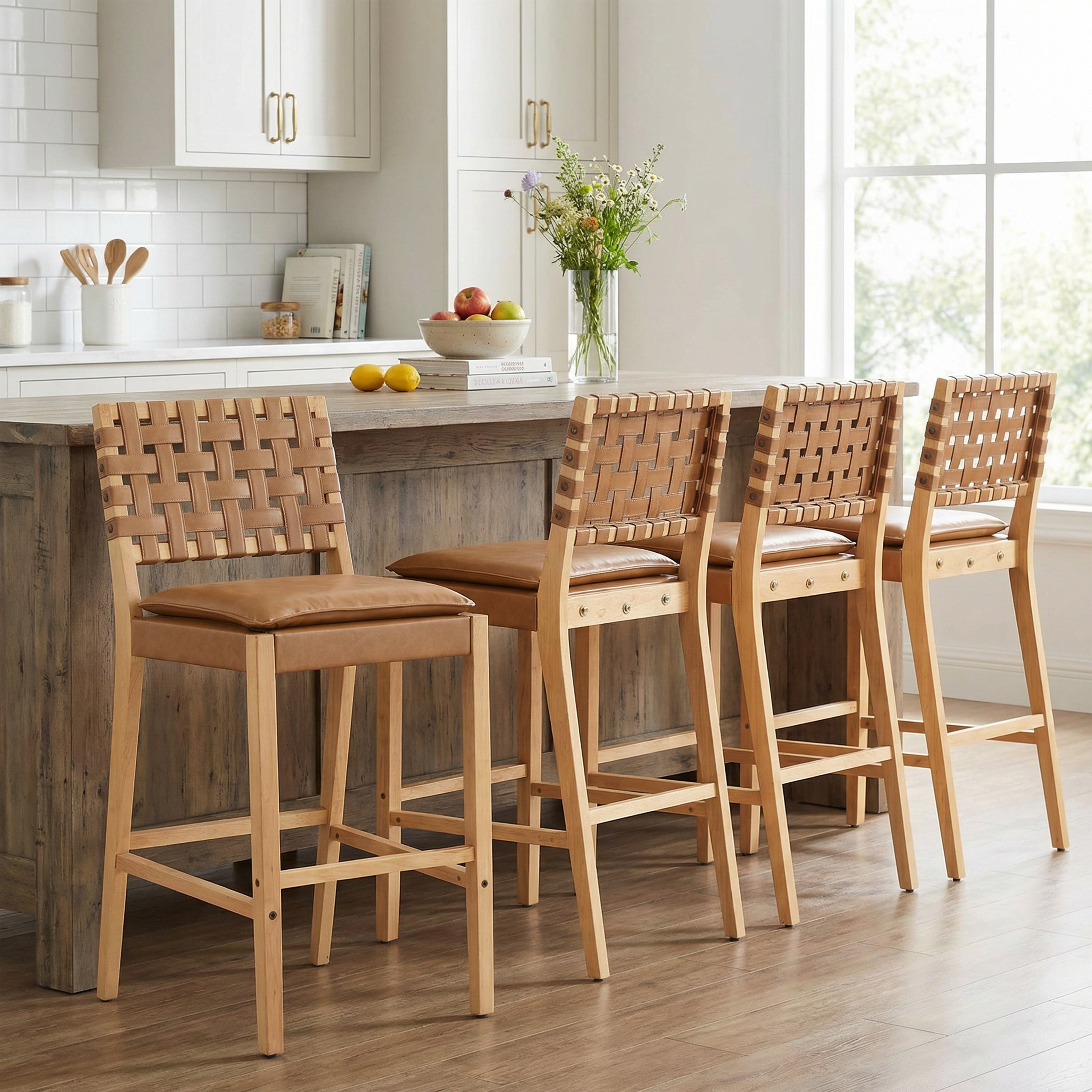 [variant:N897P439537B-S4] Rieti Woven-Back Bar Stools – Set of 4 image 1