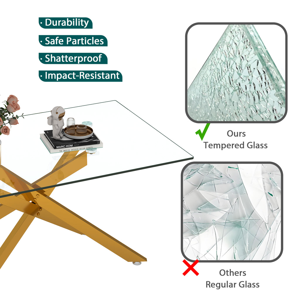[variant:W3856P411924] 39-Inch Rectangular Glass Coffee Table with Gold Legs image 14