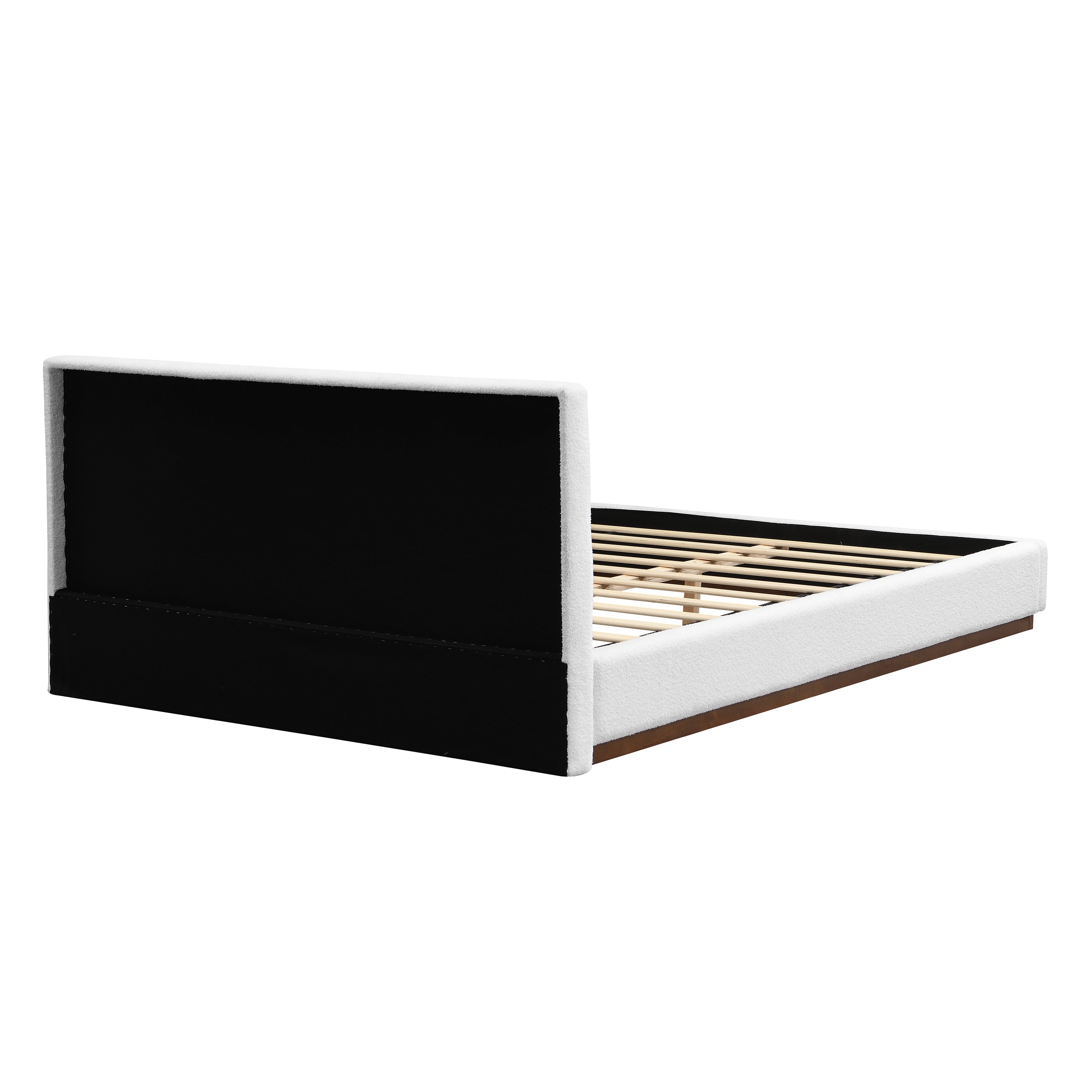 [variant:N891Q440165A] Queen Bouclé Platform Bed with Solid Wood Base – White image 9