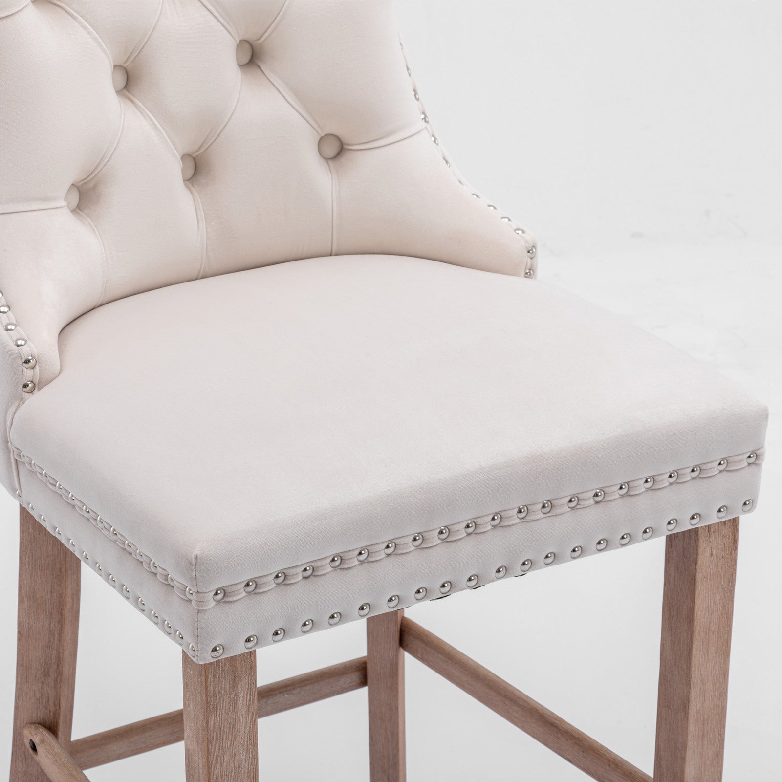 [variant:W5755P474584] Set of 2 Beige Velvet Bar Stools image 9