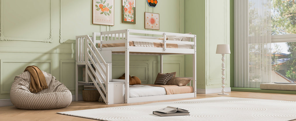 [variant:GX000106AAK] Twin-over-Twin Low-Profile Bunk Bed with Storage Ladder – White image 7