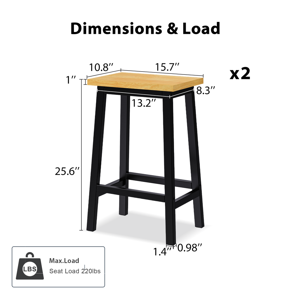 [variant:N853P388050B] Set of 2 Farmhouse Counter Stools – Black image 3
