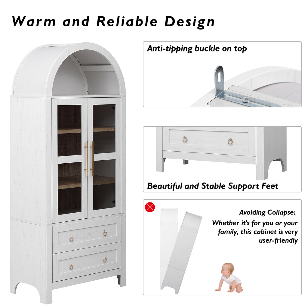 [variant:N853P387781W] Arched Glass-Door Pantry Cabinet – 71-Inch image 26