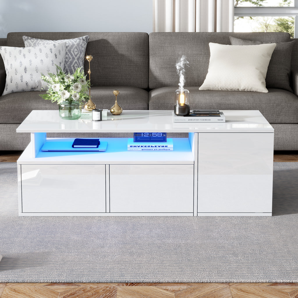 [variant:N892P428788W] High-Gloss LED Coffee Table with Open Storage image 40