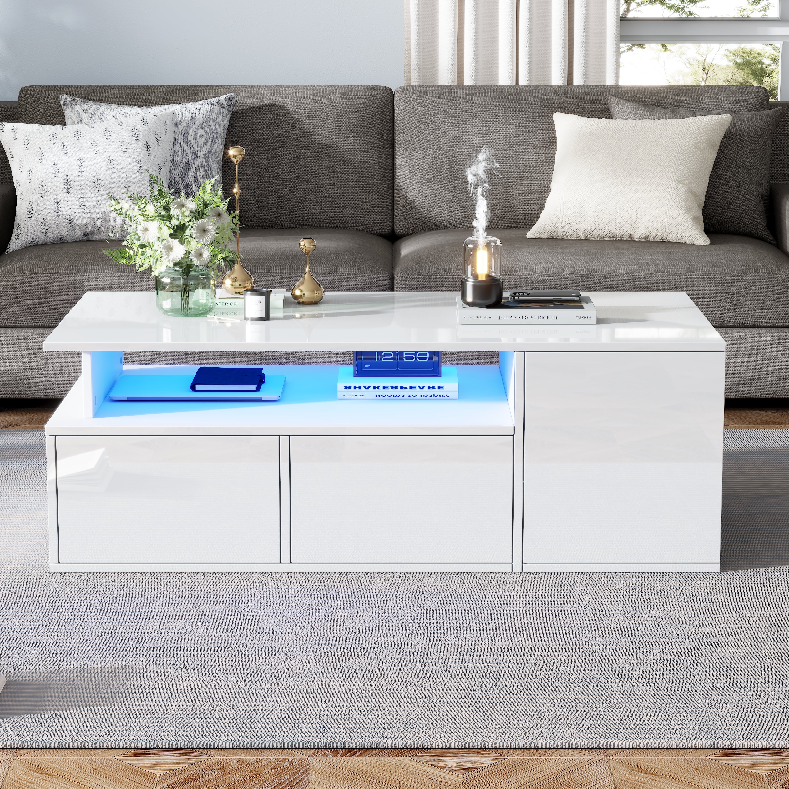 [variant:N892P428788W] High-Gloss LED Coffee Table with Open Storage image 40