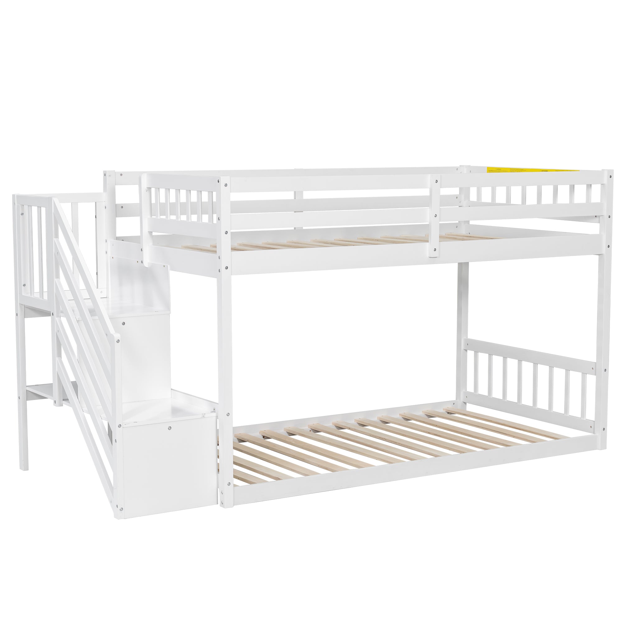 [variant:GX000106AAK] Twin-over-Twin Low-Profile Bunk Bed with Storage Ladder – White image 15