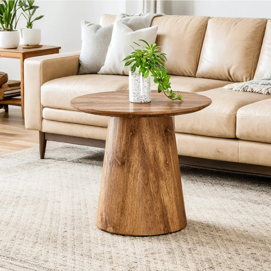 [variant:W3806P404766] 19.6-Inch Round Wood-Grain Coffee Table image 1