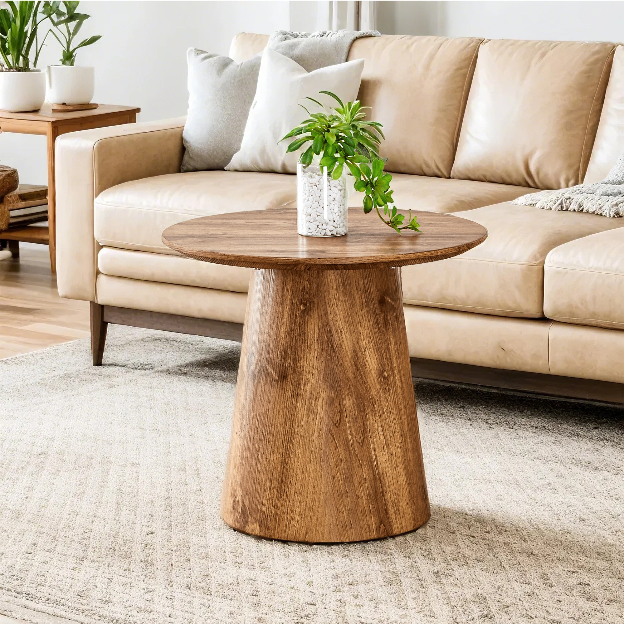 [variant:W3806P404766] 19.6-Inch Round Wood-Grain Coffee Table image 1