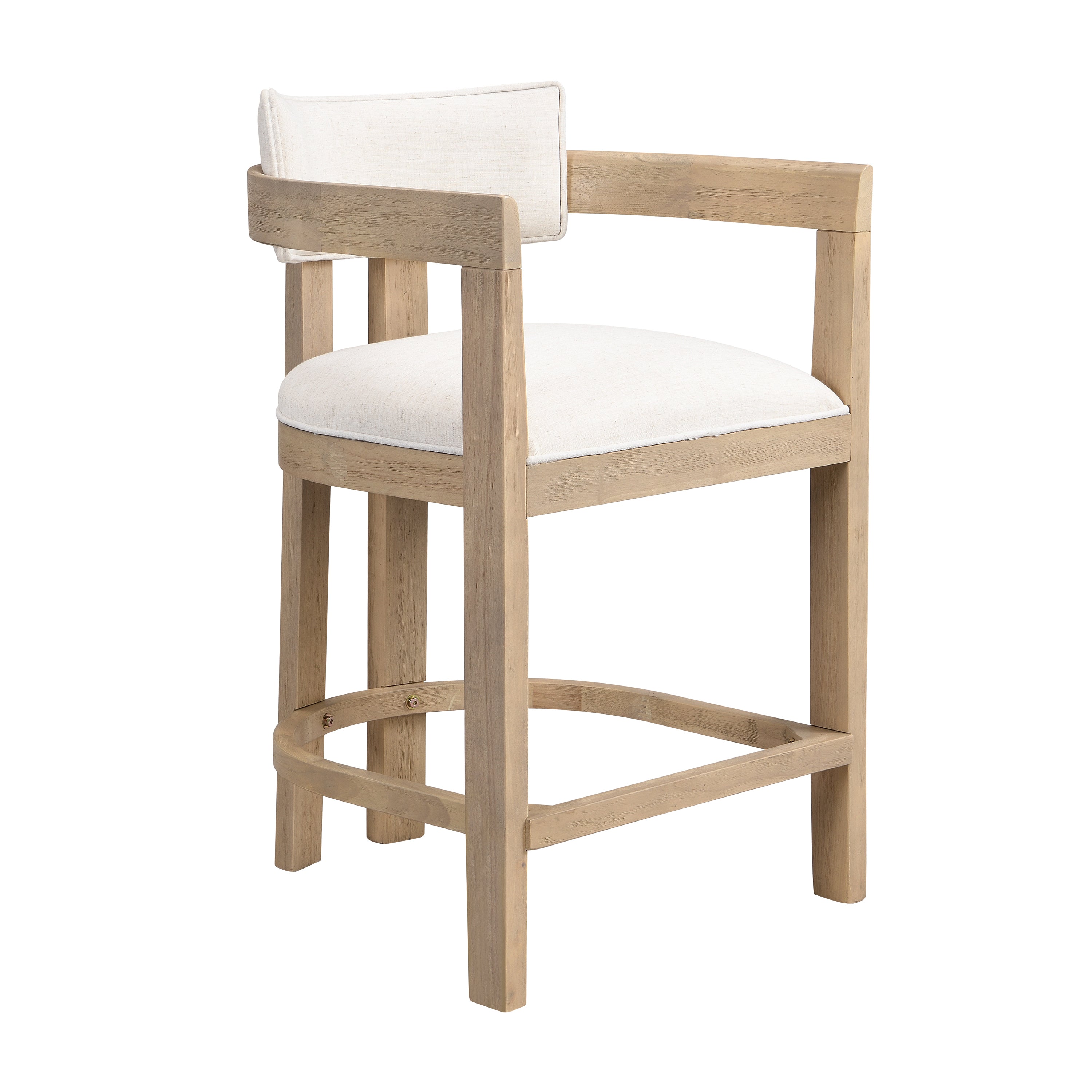 Set of 2 Upholstered Counter Stools — [variant:N872P375625A] Beige,Natural Ash image 4