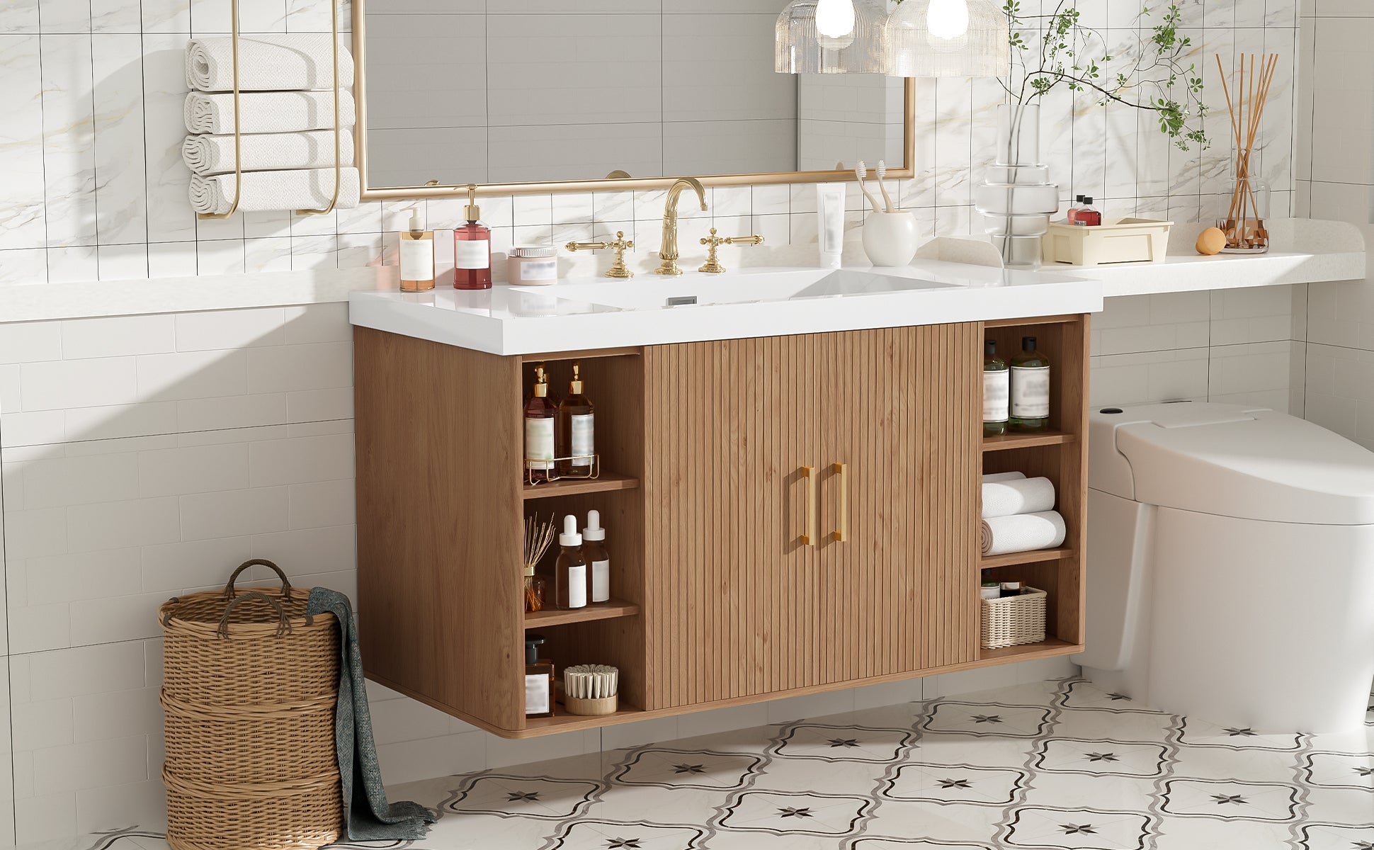[variant:N729P000039N] Wall-Mounted Bathroom Vanity with SMC Sink – 42-Inch image 20