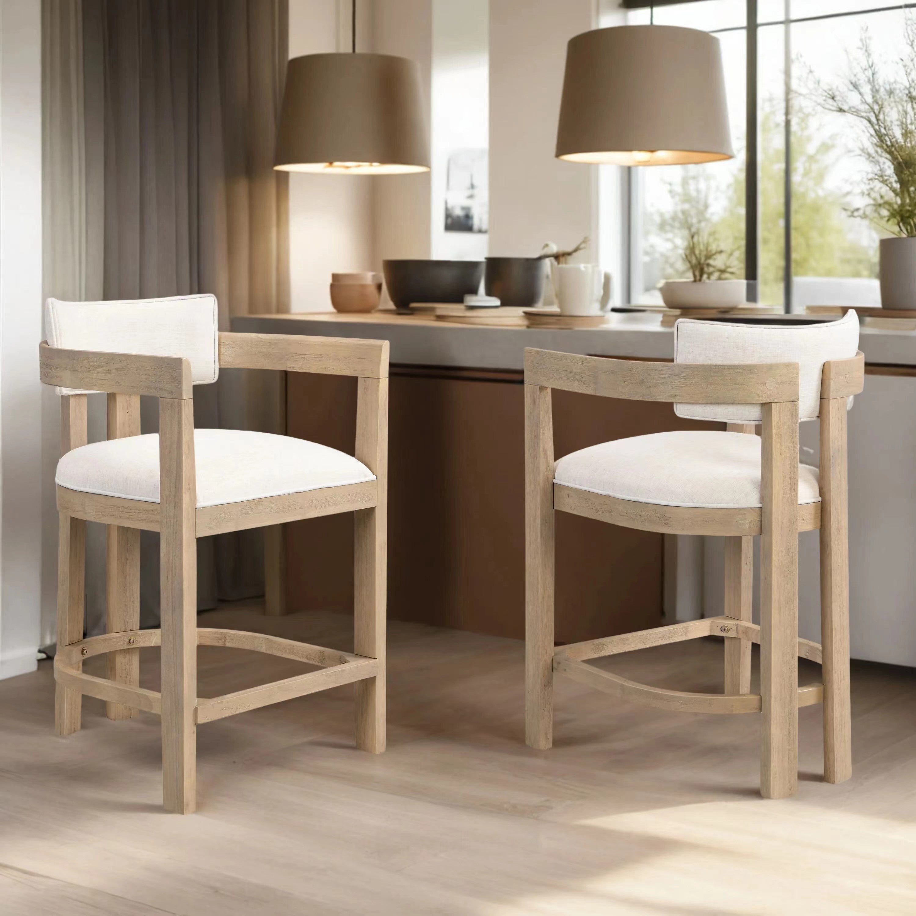 [variant:N872P375625A] Set of 2 Upholstered Counter Stools – Beige,Natural Ash image 1