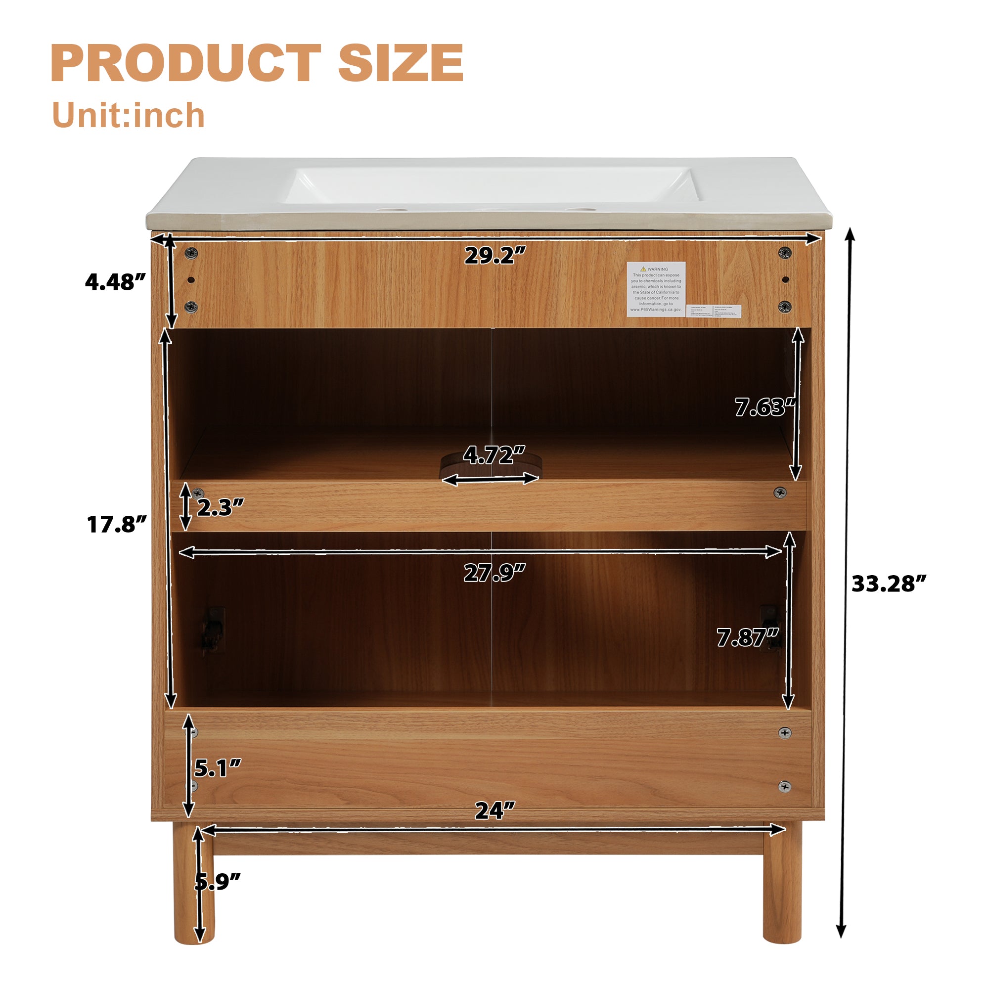 [variant:N848P000012O] Traditional Bathroom Vanity with Ceramic Sink – 59.8-Inch image 11