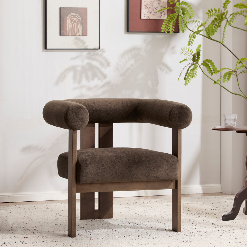 [variant:N898P443987D] Round-Arm Velvet Accent Chair image 1