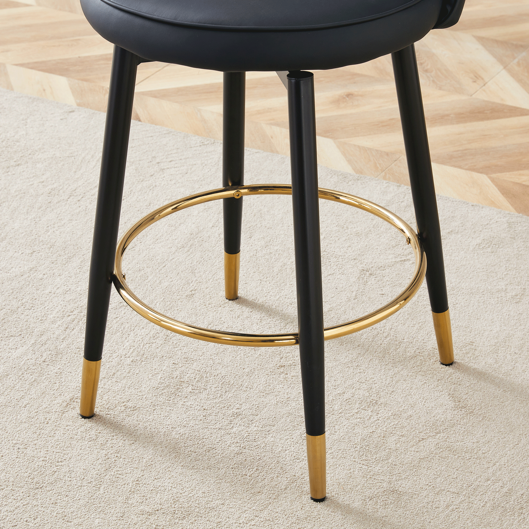 [variant:W3806P404776] 360° Swivel PU Leather Bar Stools – Set of 2 image 14