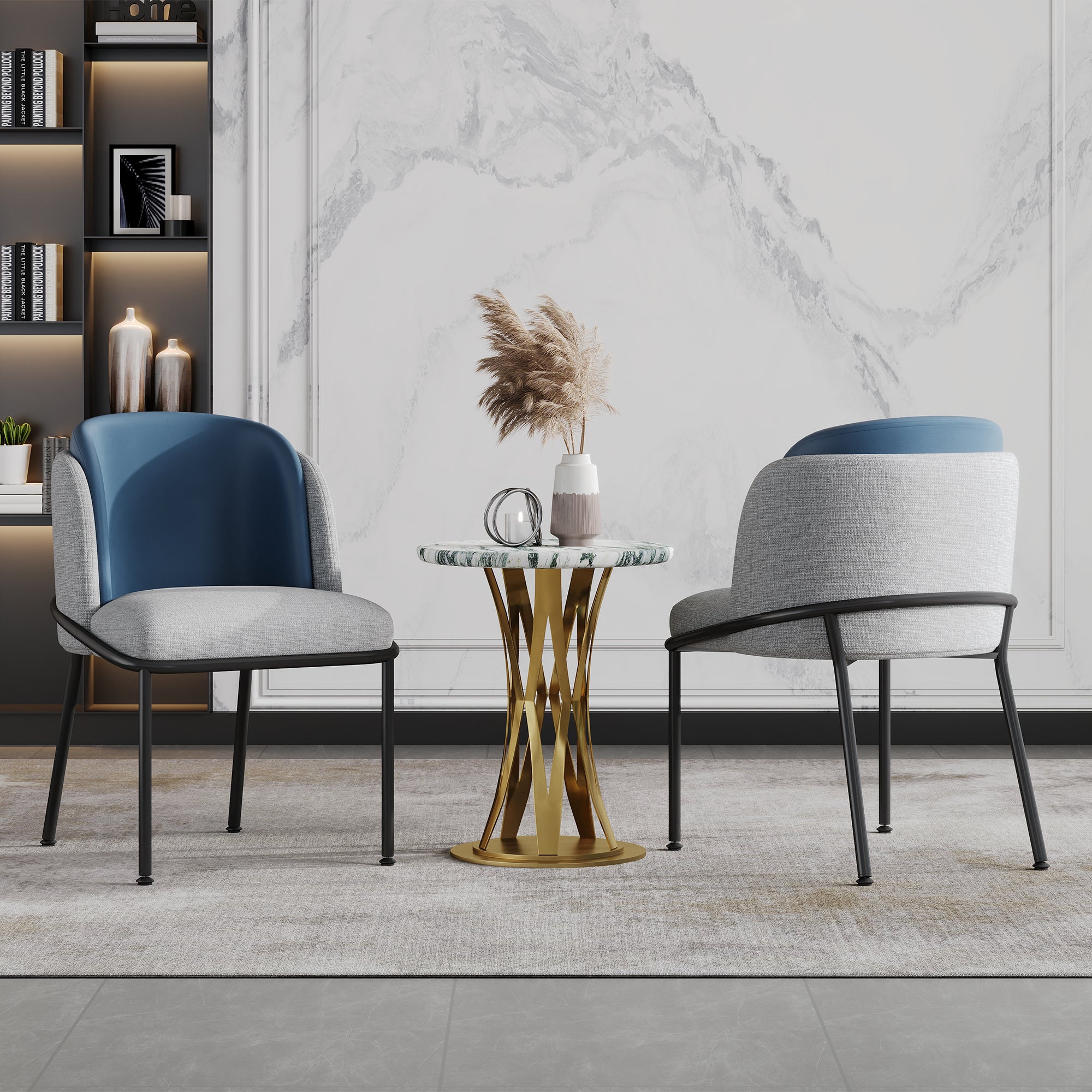 [variant:N852P429457M] Modern Angled-Leg Dining Chairs – Sets of 2, 4 or 6 – Blue+Grey image 1