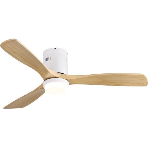 [variant:W5691P514937] Matte White Flush-Mount Ceiling Fan with Light – 52-Inch image 1