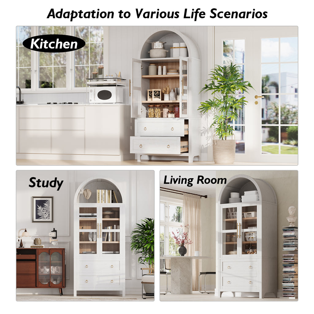 [variant:N853P387781W] Arched Glass-Door Pantry Cabinet – 71-Inch image 27