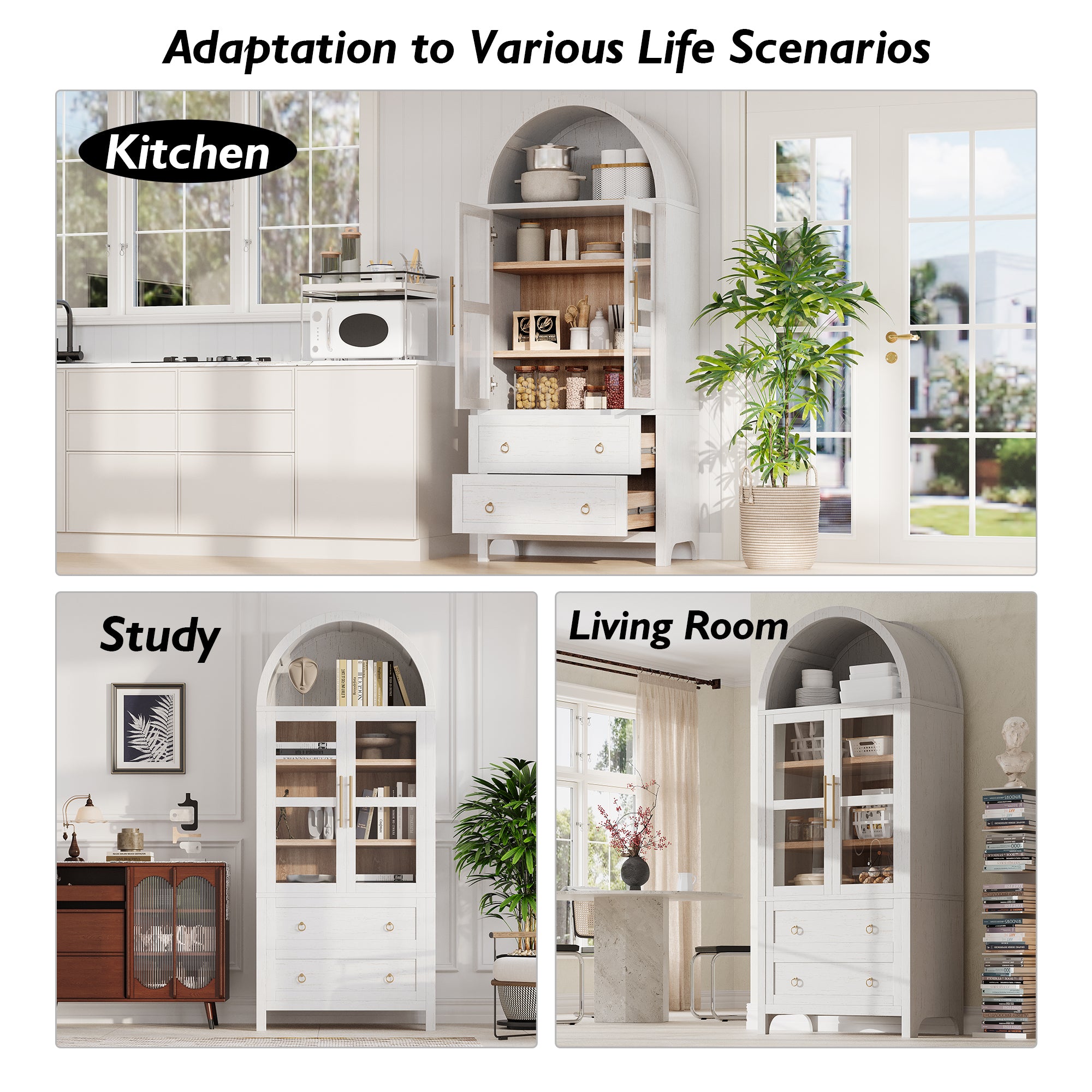 [variant:N853P387781W] Arched Glass-Door Pantry Cabinet – 71-Inch image 27