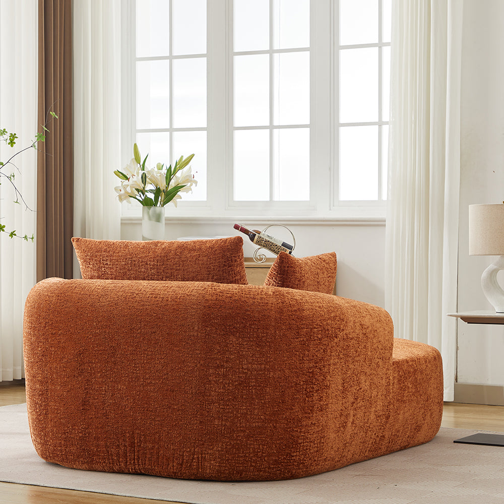 Oversized Corduroy Chaise Lounge with Throw Pillows — [variant:W5031P391329] Orange image 4