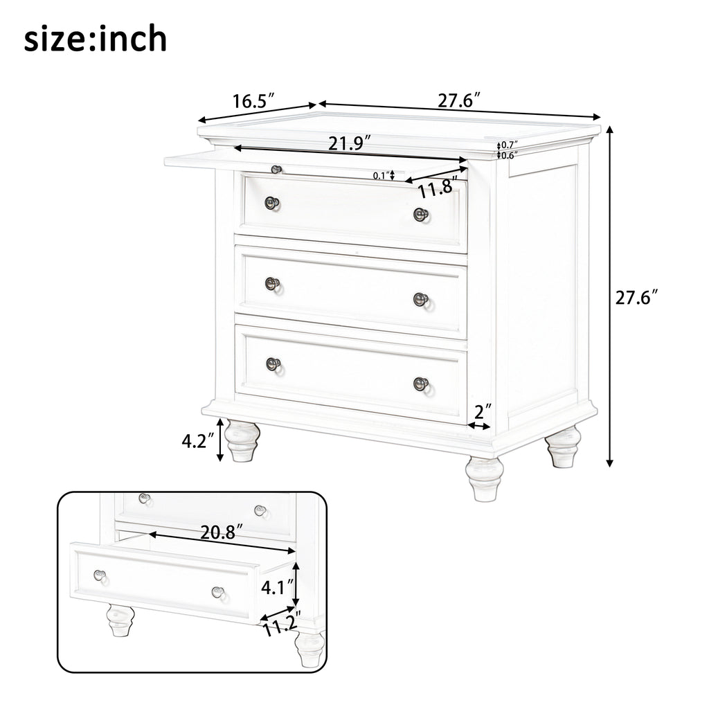 3-Drawer Nightstand with Pull-Out Tray – 27.6-Inch — [variant:N889P444139D] Brown image 14