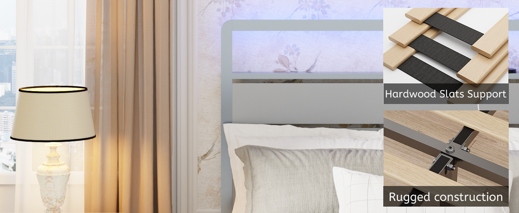 [variant:W5658P487004] Queen Metal Platform Bed with LED Lights & Charging Station – Silver image 5