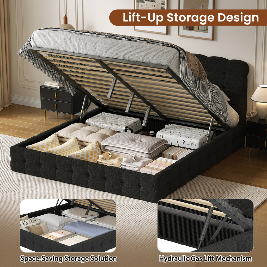 [variant:HS451572AAB] Queen Hydraulic Lift Storage Bed – Black image 6